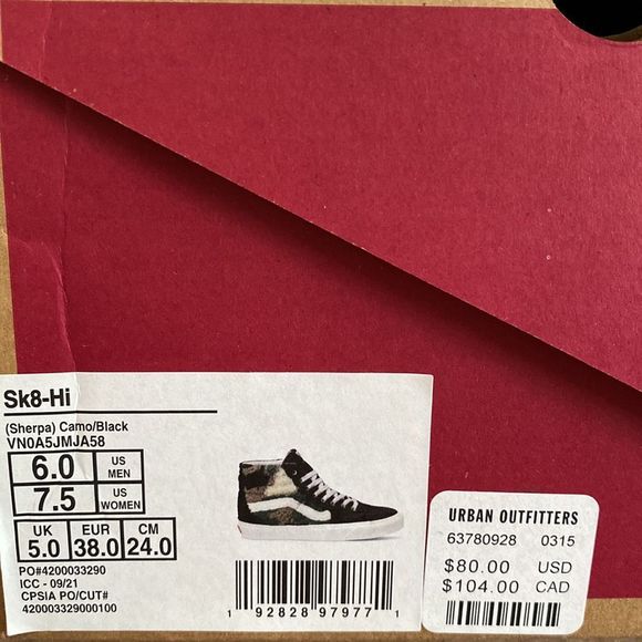 Vans Black and White Fuzzy High-Top Sneakers - Picture 9 of 14